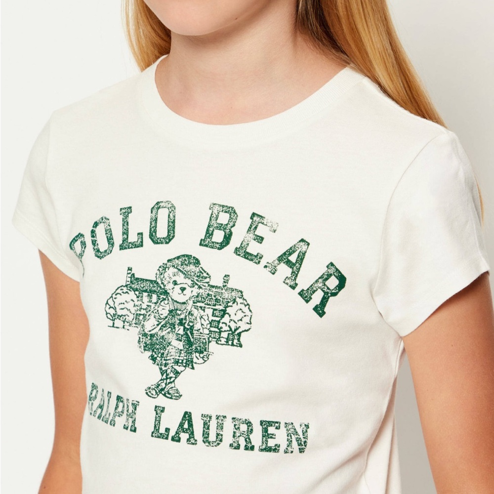 NWT Ralph Lauren White Tee with Green Polo Bear